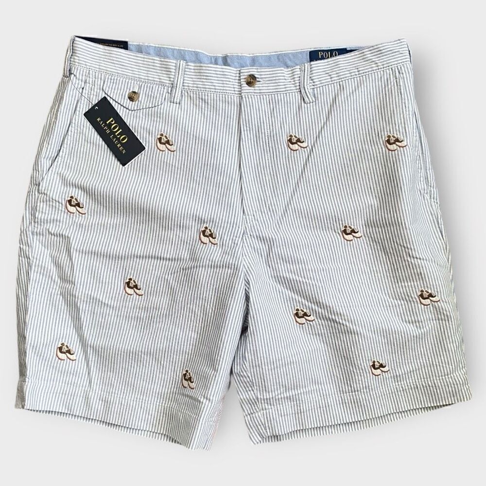Polo Ralph Lauren 9” Classic Fit Prepster Oxford Shoe Striped Shorts size 36 NWT